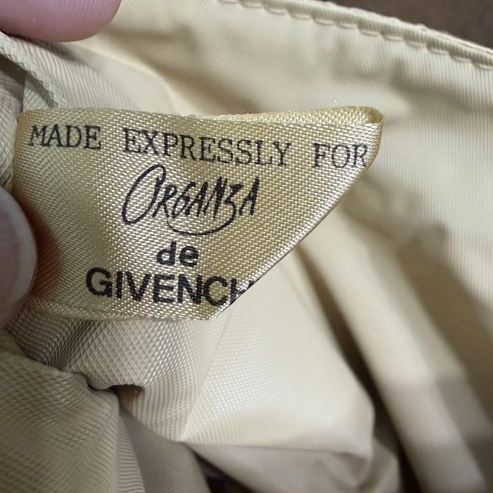 Vintage Givenchy Monogram Organza Fragrance Gold Cosmetic Pouch Bag Gold Logo